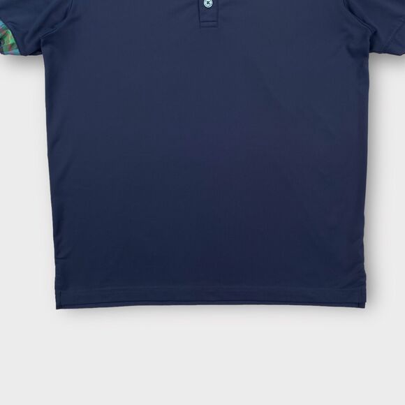 William Murray Golf Polo Shirt Mens Small Performance Navy Solid Plaid Accent - Picture 4 of 11